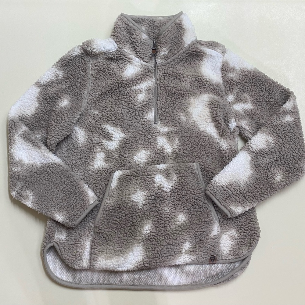 Gray and White Fleece Sweater